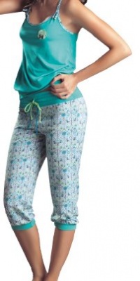 Laura High Quality Aqua Sexy Pajama Capri Pant Set #SL506032 - Made in Colombia Laura High Quality Aqua Sexy Pajama Capri Pant Set #SL506032 - Made in Colombia