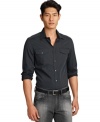Subtle stripes add obvious style to this sleek Kenneth Cole New York button down shirt.