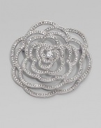 EXCLUSIVELY AT SAKS. A perfect rose, abstractly recreated in lacy layers of faceted crystal with a sparkling cubic zirconia center. Cubic zirconia and crystal Rhodium plated Diameter, about 2 Pin backing with foldover clasp Imported
