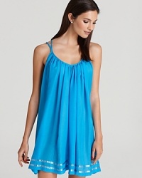 In a vibrant aqua hue, Midnight by Carole Hochman's Sweet Breeze chemise lends a bright look.