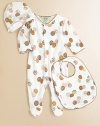 A charming three-piece footie, hat and bib set for your newborn, crafted in plush pima cotton with snap closures and a sweet truffle print.CrewneckLong sleevesFront snapsBottom snapsPima cottonMachine washImported Please note: Number of snaps may vary depending on size ordered. 