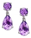 Perfectly purple. Round and pear-cut amethyst gemstones (2-1/10 ct. t.w.) add poise and polish to any look. Post backing and setting crafted in sterling silver. Approximate drop: 1/4 inch.
