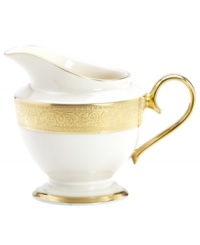 A classic introduced in 1915, Westchester dinnerware features an opulent gold border with etching that evokes the grandeur of another era. Master artisans achieve a lustrous glow in the elegant creamer, handcrafted in ivory china with sumptuous banding. A classic introduced in 1915, Westchester dinnerware features an opulent gold border with etching that evokes the grandeur of another era. Master artisans achieve a lustrous glow in the elegant creamer, handcrafted in ivory china with sumptuous banding.