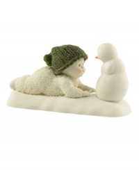 Crafted of pure bisque porcelain, this precious figurine is hand-painted and continues the Snowbabies tradition of lasting childhood innocence and joy. Fine knitted detailing enhances its lovable charm. Crafted of pure bisque porcelain, this precious figurine is hand-painted and continues the Snowbabies tradition of lasting childhood innocence and joy. Fine knitted detailing enhances its lovable charm.
