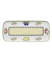 Bring the lush bounty of the French countryside to your table with this cheery sandwich tray. Fresh summer fruits and leaf garland adorn durable porcelain from Villeroy & Boch. Bring the lush bounty of the French countryside to your table with this cheery sandwich tray. Fresh summer fruits and leaf garland adorn durable porcelain from Villeroy & Boch.