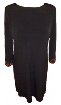 Laundry by Shelli Segal Black Embellished Long Sleeve Dress Key Hole Back Size 12 Laundry by Shelli Segal Black Embellished Long Sleeve Dress Key Hole Back Size 12
