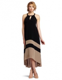 laundry BY SHELLI SEGAL Women's Color Block Hi-low Maxi, Khaki/Black, 6 laundry BY SHELLI SEGAL Women's Color Block Hi-low Maxi, Khaki/Black, 6
