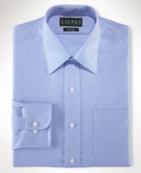 A subtle herringbone adds the right amount of modern style to this non-iron dress shirt from Lauren by Ralph Lauren. A subtle herringbone adds the right amount of modern style to this non-iron dress shirt from Lauren by Ralph Lauren.