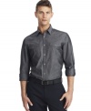 Add some sleek style to your shirt collection with this chambray button down by Kenneth Cole Reaction.