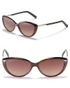 Small retro-inspired cat eye sunglasses with textured metal temples for a modern twist.