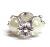 Queenberry Mother's Day Gift 925 Sterling Silver Flower Bead Charm White Pearl f/ Pandora Troll Biagi Chamilia Bracelets Birthstone June