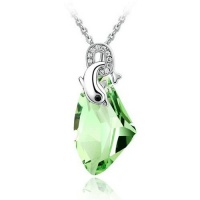 Silver Tone White Gold Swarovski Style Crystal Dolphin Pendant Necklace Silver Tone White Gold Swarovski Style Crystal Dolphin Pendant Necklace