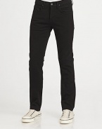 Clean, straight-leg fit complete with style and versatility in a sleek dark wash that can dressed up or down with ease.Five-pocket styleButton flyInseam, about 3498% cotton/2% elastaneMachine washMade in USA