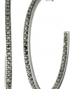 Judith Jack Sterling Silver Marcasite Pave Inside and Outside Hoop Earrings