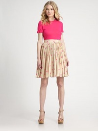 Crisp allover pleats and a playful dot pattern define this flirty, feminine design.Self waistbandAllover pleatsConcealed side zipAbout 22 longSilkDry cleanImportedModel shown is 5'10 (177cm) wearing US size 4. Crisp allover pleats and a playful dot pattern define this flirty, feminine design.Self waistbandAllover pleatsConcealed side zipAbout 22 longSilkDry cleanImportedModel shown is 5'10 (177cm) wearing US size 4.
