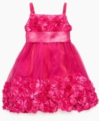 Flower power. This rosette-detailed dress from Bonnie Jean will have her looking her decorated best.