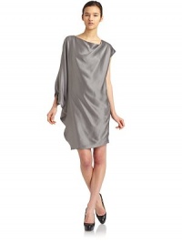 THE LOOKSubtly textured sueded silkAsymmetric necklineSingle batwing sleeveTHE FITAbout 36 from shoulder to hemTHE MATERIALSilkFully linedCARE & ORIGINDry cleanImportedModel shown is 5'10 (177cm) wearing US size 4. THE LOOKSubtly textured sueded silkAsymmetric necklineSingle batwing sleeveTHE FITAbout 36 from shoulder to hemTHE MATERIALSilkFully linedCARE & ORIGINDry cleanImportedModel shown is 5'10 (177cm) wearing US size 4.
