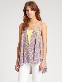 Printed silk crepe-de-chine flared from bust to hem in a flattering swing silhouette.Spaghetti strapsScoopneckFlared hem longer in backStrappy racerbackAbout 19 from shoulder to hemSilkDry cleanImportedModel shown is 5'8½ (174cm) wearing US size Small. Printed silk crepe-de-chine flared from bust to hem in a flattering swing silhouette.Spaghetti strapsScoopneckFlared hem longer in backStrappy racerbackAbout 19 from shoulder to hemSilkDry cleanImportedModel shown is 5'8½ (174cm) wearing US size Small.