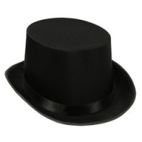 Satin Sleek Top Hat (black) Party Accessory  (1 count)