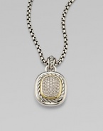 From the Albion Collection. Dazzling, pavé diamonds set in sleek sterling silver accented with radiant 18k gold. Diamonds, .71 tcwSterling sterling18k goldSize, about .47 Sterling silver baleImported Please note: Chain sold separately. 
