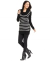 AGB's striped cowlneck sweater is the perfect way to top a pair of black jeans and booties.