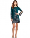 laundry BY SHELLI SEGAL Women's Split Sleeve Printed Jersey Dress, Jade Multi, 10