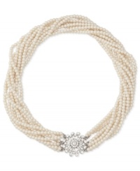 Fashion with a twist. Carolee's torsade necklace brings together simulated pearls in bunches with center crafted from silver-tone mixed metal for added flair. Approximate length: 18 inches. Fashion with a twist. Carolee's torsade necklace brings together simulated pearls in bunches with center crafted from silver-tone mixed metal for added flair. Approximate length: 18 inches.