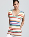 Colorful stripes enliven this C&C California tee for a cheery take on everyday essentials.