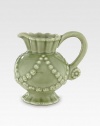 A charming, ceramic stoneware pitcher is designed to replicate the splendor, artistry and romance of the world's most beautiful gardens. From the Jardins du Monde Collection 6-oz. capacity 3½H Dishwasher safe Imported 