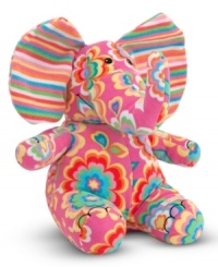 Asian elephants have smaller ears. African elephants have bigger ears. What kind of elephant has rainbow-striped ears in cuddly microfleece? Beeposh elephants, of course! Sally's striped ears coordinate with the zany flowers on her bright-pink belly for a bold, girly look that's full of pizzazz. With a super-soft, squeezable body and a winning smile tucked beneath her upturned trunk, this pink pachyderm has tons of lovable personality. Asian elephants have smaller ears. African elephants have bigger ears. What kind of elephant has rainbow-striped ears in cuddly microfleece? Beeposh elephants, of course! Sally's striped ears coordinate with the zany flowers on her bright-pink belly for a bold, girly look that's full of pizzazz. With a super-soft, squeezable body and a winning smile tucked beneath her upturned trunk, this pink pachyderm has tons of lovable personality.