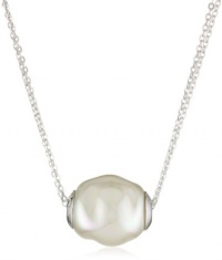 Majorica Sterling Silver 2/14mm White Baroque Pearls on Love Knot Lariat Pendant Necklace Majorica Sterling Silver 2/14mm White Baroque Pearls on Love Knot Lariat Pendant Necklace