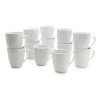 Set of 12 clean, white mugs - perfect for catering, large groups or everyday, easy use! Comes in a great cardboard box with handles for storage or transporting. Dishwasher and microwave safe.