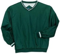 Sport-Tek - V-Neck Wind Shirt with Stripe Trim, 5XL, Hunter and White Sport-Tek - V-Neck Wind Shirt with Stripe Trim, 5XL, Hunter and White