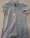 Ralph Lauren Layette Boy's Rugby Collar Athletic Shortall (3 Month, Sky Blue)