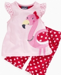 Fun is sure to be a main feature of her day anytime she's wearing this darling flamingo shirt and legging set from Mini Bean. Fun is sure to be a main feature of her day anytime she's wearing this darling flamingo shirt and legging set from Mini Bean.