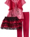 Nannette Baby-girls Infant Lace and Heart Skirt Legging Set, Fuschia, 24 Months