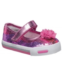 Glitzy kicks. She'll stand out as pretty in pink in these sequined Mary Jane-style shoes from Stride Rite. Glitzy kicks. She'll stand out as pretty in pink in these sequined Mary Jane-style shoes from Stride Rite.