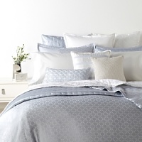 Inspired by Morrocan tiles, this contemporary bedskirt shimmers in subtle blue tones for a lustrous look. Inspired by Morrocan tiles, this contemporary bedskirt shimmers in subtle blue tones for a lustrous look.