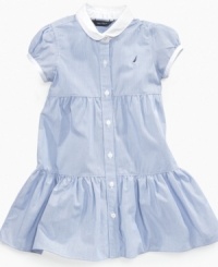 Set sail. She'll be ready to start any adventure at sea or on land in this sweet striped dress from Nautica. Set sail. She'll be ready to start any adventure at sea or on land in this sweet striped dress from Nautica.