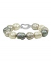 A classic, reinvented by Majorica. Gray, nuage and white man-made baroque pearls (14 mm) go from casual to cocktails with ease. Bracelet crafted from sterling silver. Approximate length: 7 inches.