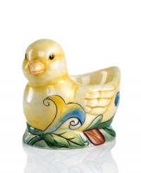 Old world country style and modern craftsmanship combine to bring you the Ricamo egg cup. Carefully crafted in earthenware, this colorful piece is sure to lend a burst of extra life to your home. By Fitz and Floyd. Old world country style and modern craftsmanship combine to bring you the Ricamo egg cup. Carefully crafted in earthenware, this colorful piece is sure to lend a burst of extra life to your home. By Fitz and Floyd.