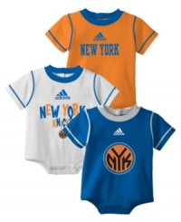 Start your little fan on sports early. He'll show off his team pride in one of these bodysuits from a three-pack by adidas. Start your little fan on sports early. He'll show off his team pride in one of these bodysuits from a three-pack by adidas.