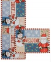 Santa Claus and a frosty friend greet the season in Welcome to Christmas table linens. Candy-striped trim, fresh holly and magical snowflakes sewn in this machine washable runner create an impossibly merry place at the table for family and friends.