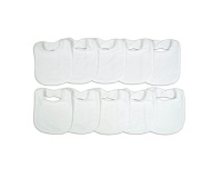 Neat Solutions 10 Pack Solid Knit Terry Feeder Bib Set, White Neat Solutions 10 Pack Solid Knit Terry Feeder Bib Set, White