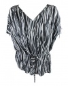 Rachel Zoe womens anita laced zebra print gathered waist top