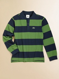 A classic layer in lightweight cotton piqué, finished with a signature logo and wide two-tone stripes.Point collarLong sleeves with cuffsTwo-button placketVented hemCottonMachine washImportedPlease note: Number of buttons may vary depending on size ordered. A classic layer in lightweight cotton piqué, finished with a signature logo and wide two-tone stripes.Point collarLong sleeves with cuffsTwo-button placketVented hemCottonMachine washImportedPlease note: Number of buttons may vary depending on size ordered.