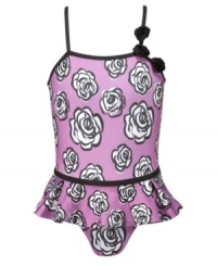 Roses for the little lady. Show off her sweet side in the sun with this pretty one-piece swimsuit from Penelope Mack. Roses for the little lady. Show off her sweet side in the sun with this pretty one-piece swimsuit from Penelope Mack.