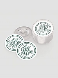 Set of heavyweight paper coasters are ideal for daily use or even a cocktail party! Coasters have double borders and arrive in a clear acrylic holder with a lid. Perfect gift idea Set of 100 coasters Each: 4 diam Made in USAFOR PERSONALIZATIONSelect a color and quantity, then scroll down and click on PERSONALIZE & ADD TO BAG to choose and preview your monogramming options. Please allow 2-3 weeks for delivery. Set of heavyweight paper coasters are ideal for daily use or even a cocktail party! Coasters have double borders and arrive in a clear acrylic holder with a lid. Perfect gift idea Set of 100 coasters Each: 4 diam Made in USAFOR PERSONALIZATIONSelect a color and quantity, then scroll down and click on PERSONALIZE & ADD TO BAG to choose and preview your monogramming options. Please allow 2-3 weeks for delivery.