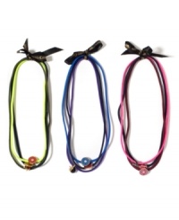 Simply charming. These lovely little accessories from Juicy Couture will dress your tresses in an assortment of signature charms, beads and unexpected ornaments. Presented in packs of three in a kaleidoscope of colors. Simply charming. These lovely little accessories from Juicy Couture will dress your tresses in an assortment of signature charms, beads and unexpected ornaments. Presented in packs of three in a kaleidoscope of colors.