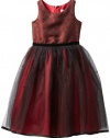 Us Angels Girls 7-16 Jacquard And Tulle Dress, Red, 7